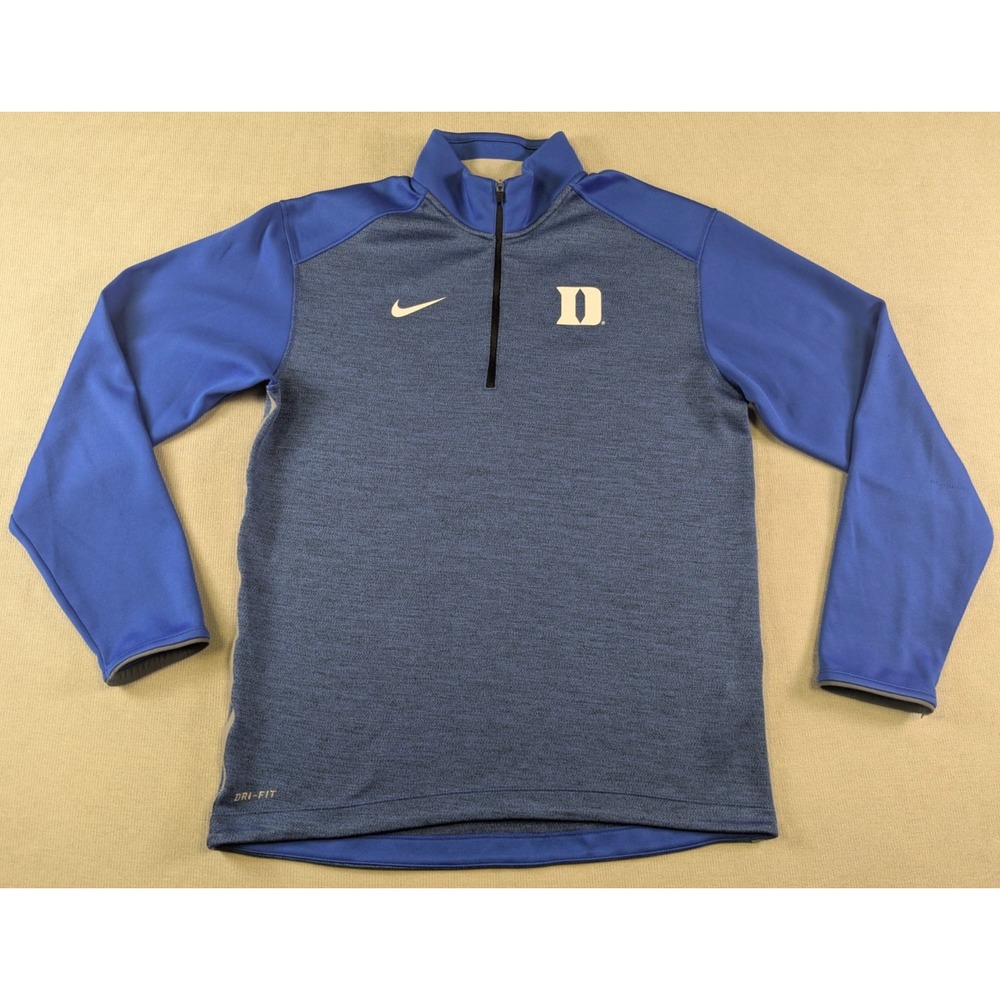 Duke Blue Devils Pullover Mens Medium Nike Sweatshirt Zip Dri-Fit Basketball